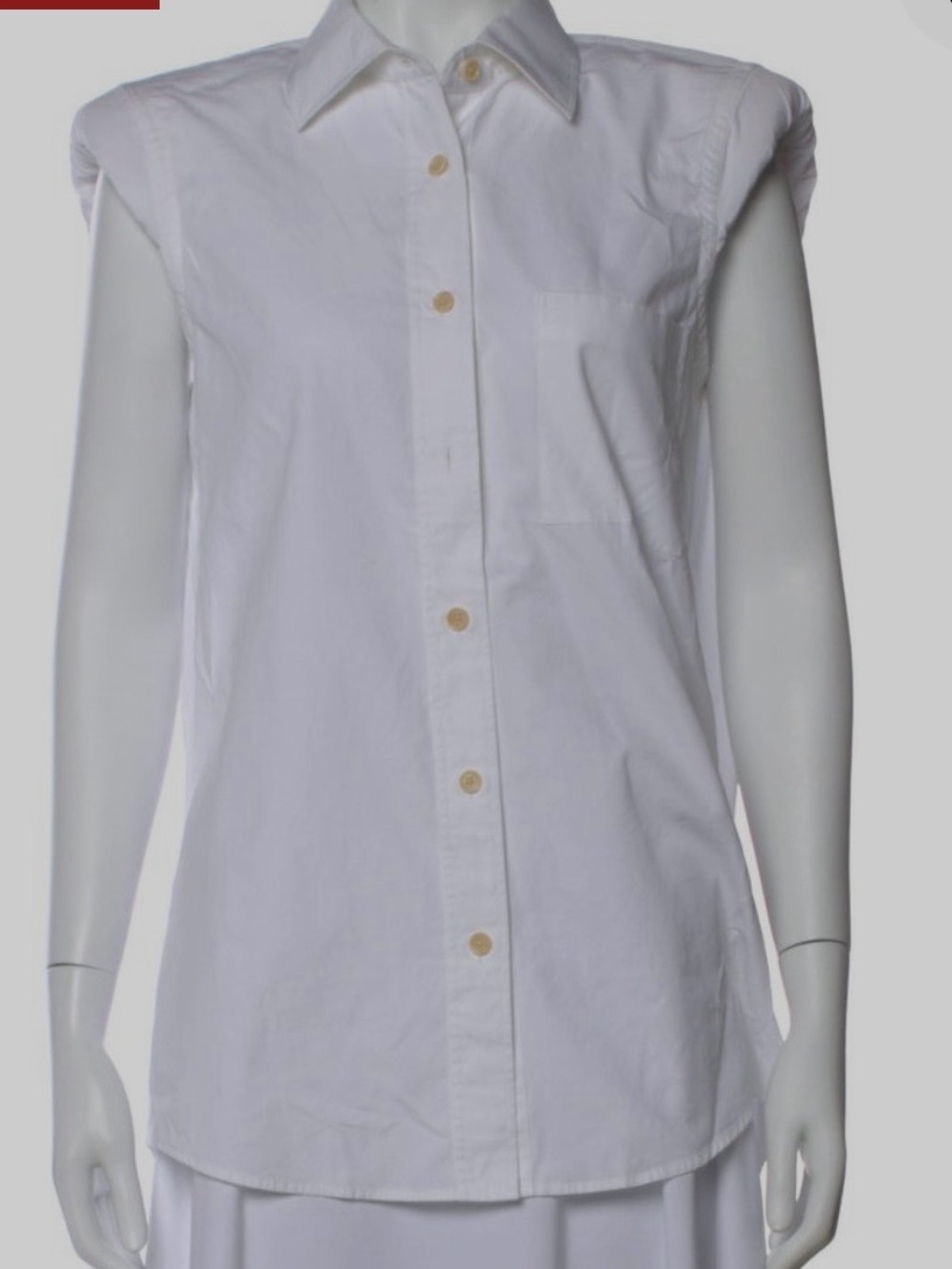Dries Van Noten Sleeveless Button-Down Shirt in White with shoulder pads